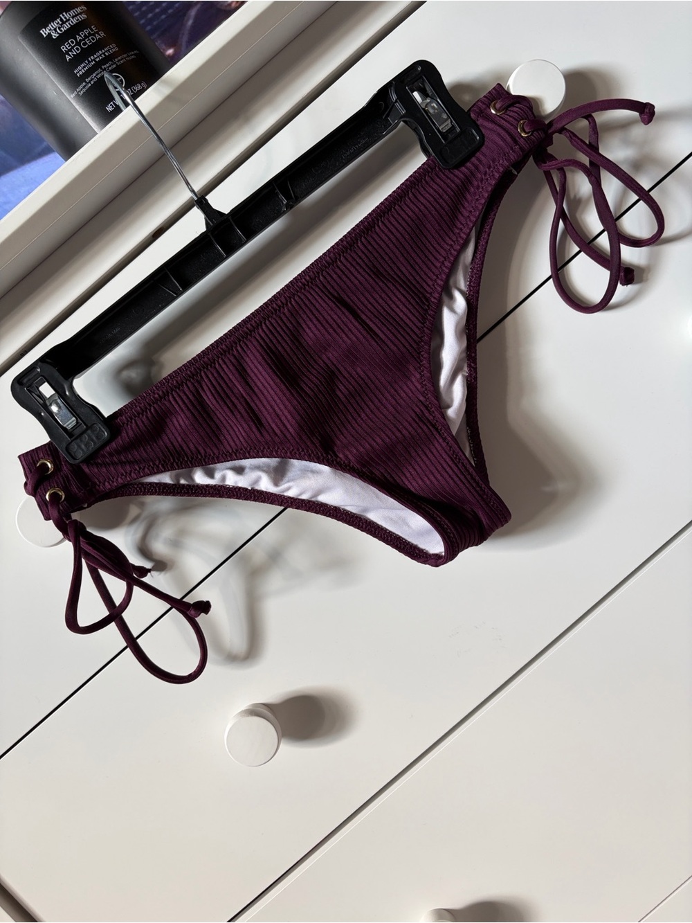 🥀 VICTORIAS SECRET PINK WOMENS SIZE SMALL PLUM RIBBED BIKINI LOW RISE BOTTOMS